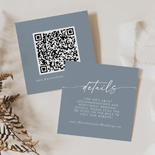 Boho Chic Dusty Blue Wedding QR Code Details Enclosure Card