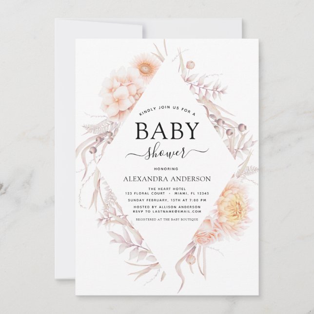 Boho Chic Dusty Pink Desert Baby Shower Invitation (Front)