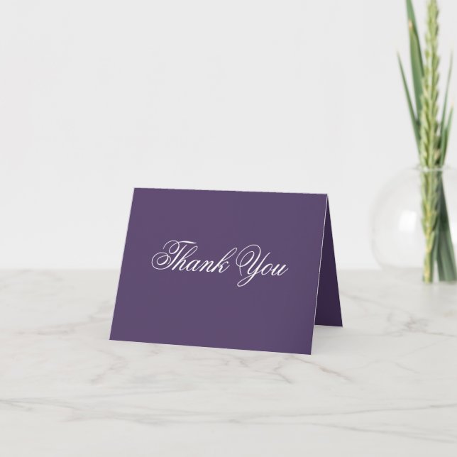 Boho Chic Dusty Purple Classic Script Elegant Thank You Card (Front)