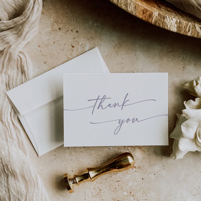 Boho Chic Dusty Purple Flat Wedding Thank You Card (Creator Uploaded)