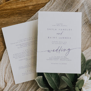 Boho Chic Dusty Purple Front and Back Wedding Invitation