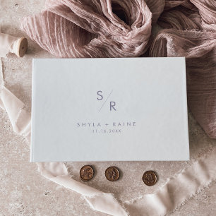 Boho Chic Dusty Purple Monogram Wedding Guest Book