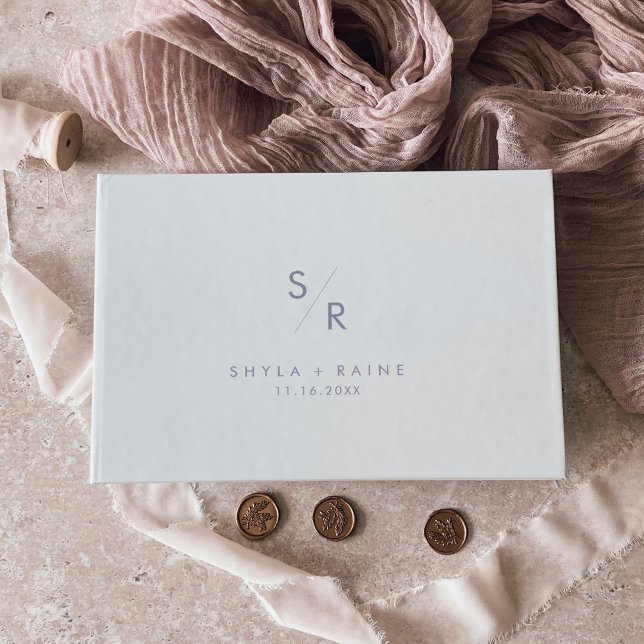 Boho Chic Dusty Purple Monogram Wedding Guest Book (Creator Uploaded)