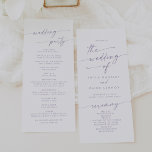 Boho Chic Dusty Purple Tea Length Wedding Program<br><div class="desc">This boho chic dusty purple tea length wedding program is perfect for a minimalist wedding ceremony. The light lavender purple and white modern bohemian design features simple rustic calligraphy with a unique yet classic style. Personalise your wedding program with you names, wedding date, location, order of service, wedding party and...</div>