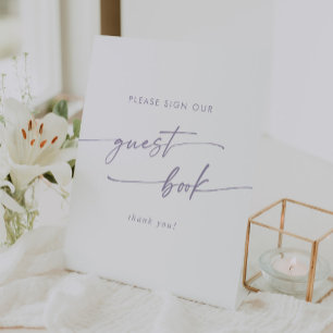Boho Chic Dusty Purple Wedding Guest Book Pedestal Sign