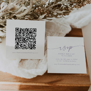 Boho Chic Dusty Purple Wedding QR Code RSVP Enclosure Card