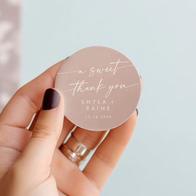 Boho Chic Dusty Rose Pink A Sweet Thank You Favour Classic Round Sticker (Creator Uploaded)