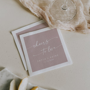 Boho Chic Dusty Rose Pink Cheers to Love Wedding Napkin