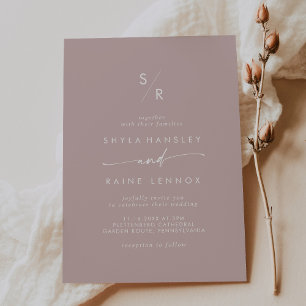 Boho Chic Dusty Rose Pink Monogram Wedding Invitation