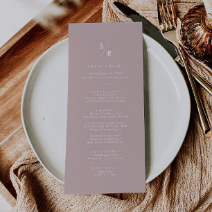 Boho Chic Dusty Rose Pink Monogram Wedding Menu