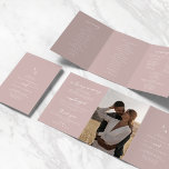 Boho Chic Dusty Rose Pink Monogram Wedding Tri-Fold Programme<br><div class="desc">This boho chic dusty rose pink monogram wedding tri-fold program is perfect for a minimalist wedding. The neutral rose gold blush pink modern bohemian design features simple rustic calligraphy with a unique yet classic style. Personalise your wedding program with your initials, names, wedding date and location, your favourite quote or...</div>