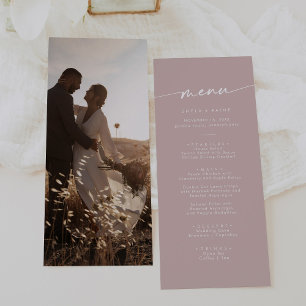 Boho Chic Dusty Rose Pink Photo Wedding Menu