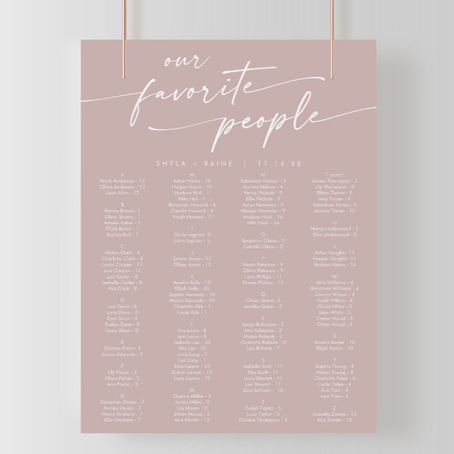 Boho Chic Dusty Rose Pink Printable Seating Chart (Creator Uploaded)
