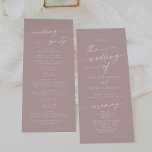 Boho Chic Dusty Rose Pink Tea Length Wedding Program<br><div class="desc">This boho chic dusty rose pink tea length wedding program is perfect for a minimalist wedding ceremony. The neutral rose gold blush pink modern bohemian design features simple rustic calligraphy with a unique yet classic style. Personalise your wedding program with you names, wedding date, location, order of service, wedding party...</div>