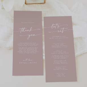 Boho Chic Dusty Rose Pink Thank You and Wedding Menu