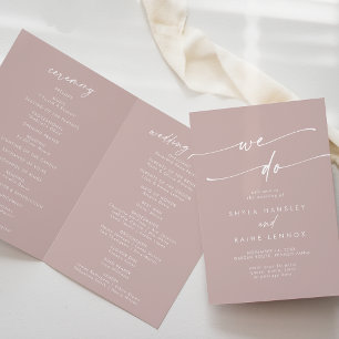 Boho Chic Dusty Rose Pink We Do Folded Wedding Program