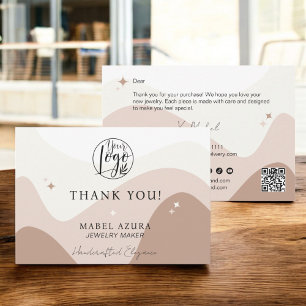 Boho chic earth tone Jewellery maker Qr logo Thank You Card