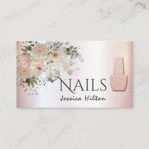 Boho chic elegant soft pink watercolor floral nail business card