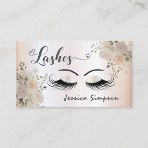 Boho chic elegant watercolor floral lashes business card