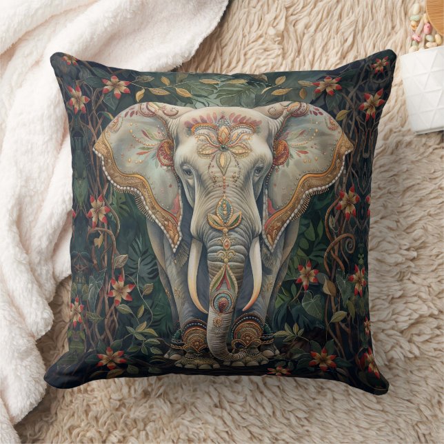Boho Chic Elephant Bohemian Home Decor Cushion (Blanket)