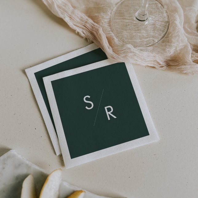 Boho Chic Emerald Green Monogrammed Napkins (Creator Uploaded)