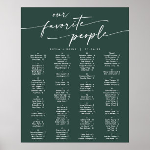 Boho Chic Emerald Green Printable Seating Chart