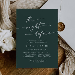 Boho Chic Emerald Green Rehearsal Dinner Invites