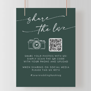 Boho Chic Emerald Green Share the Love QR Code Poster