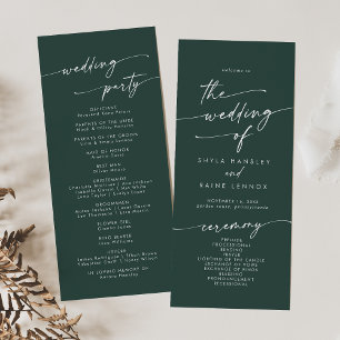 Boho Chic Emerald Green Tea Length Wedding Program