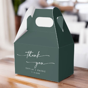 Boho Chic Emerald Green Thank You Wedding Favour Box