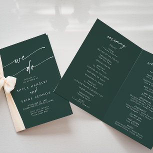 Boho Chic Emerald Green We Do Folded Wedding Program