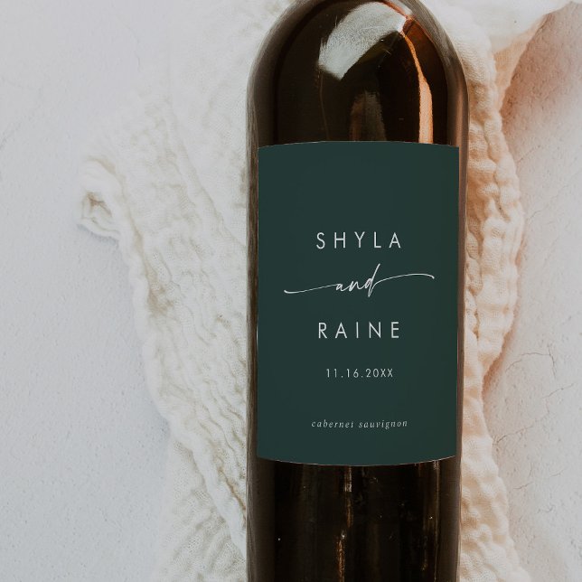 Boho Chic Emerald Green Wedding Wine Labels (Creator Uploaded)