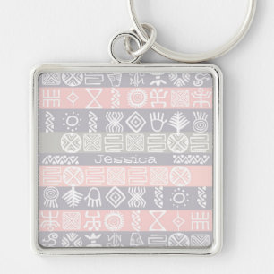 Boho-chic Ethnic Design Personalised Keychain