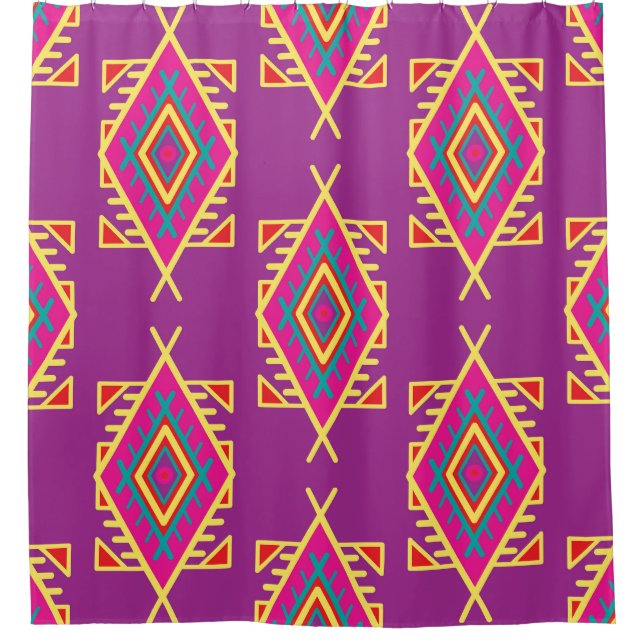 Boho Chic: Ethnic Seamless Ornament Shower Curtain (Front)