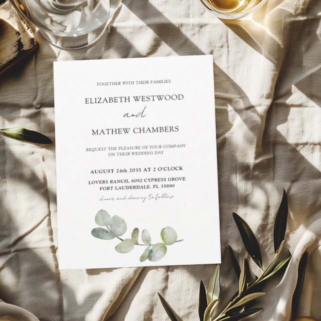 Boho Chic Eucalyptus Greenery Sage Wedding  Invitation (Creator Uploaded)