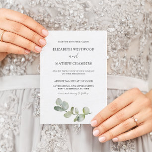 Boho Chic Eucalyptus Greenery Sage Wedding Invitation