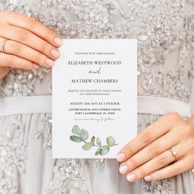 Boho Chic Eucalyptus Greenery Sage Wedding  Invitation (Creator Uploaded)