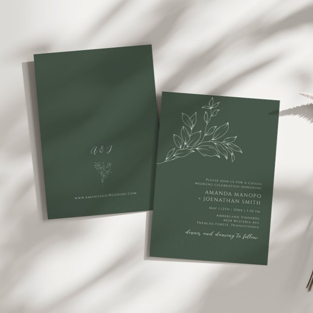 Boho Chic Fall Autumn Green Sage Wedding Invitation (Creator Uploaded)