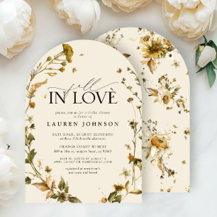 Boho Chic Fall in Love Wildflower Bridal Shower Invitation