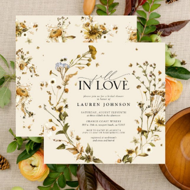 Boho Chic Fall in Love Wildflower Bridal Shower Invitation (Bridal Shower Invitation)