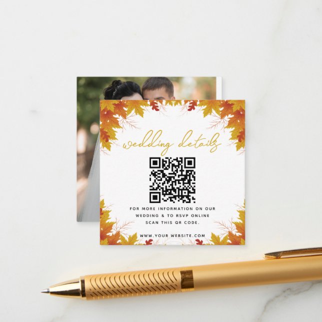 Boho Chic Fall Wedding Enclosure Card (Front/Back In Situ)