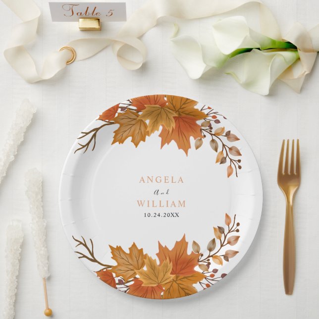 Boho Chic Fall Wedding Paper Plate (Wedding)