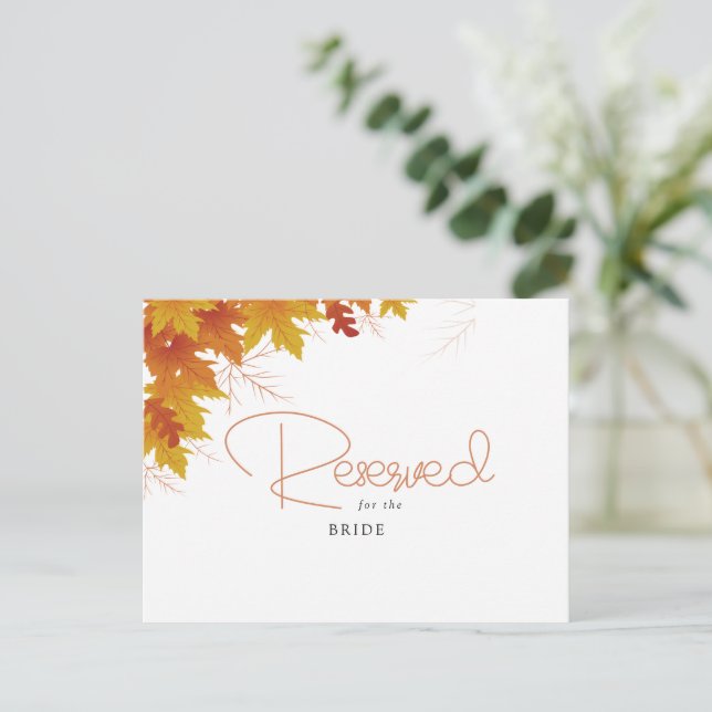 Boho Chic Fall Wedding Reserved Card (Standing Front)