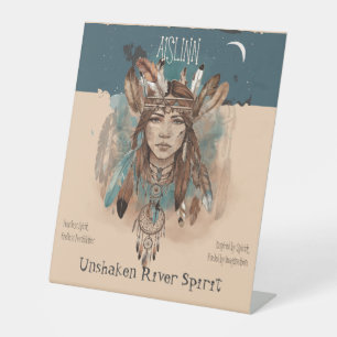 Boho Chic Fearless Girl Artwork Pedestal Sign