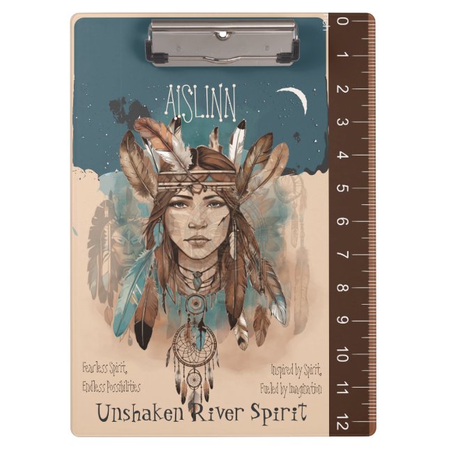 Boho Chic  Fearless Girl Artwork with Ruler Edge Clipboard (Front)