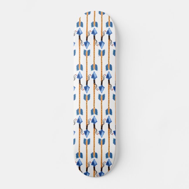 boho chic feather arrow native pattern skateboard (Front)