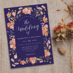 Boho Chic Floral Arch Fall Wedding Invitation