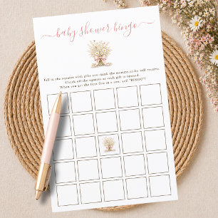 Boho Chic Floral Baby Shower Bingo Game Card