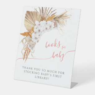 Boho Chic Floral Baby Shower Books For Baby Pedestal Sign