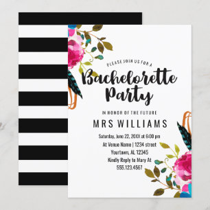 Boho Chic Floral Bachelorette Party Invitation